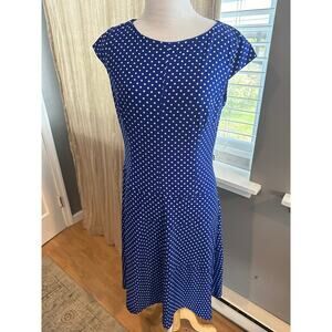 Size 4 Jones studio blue polka dot dress